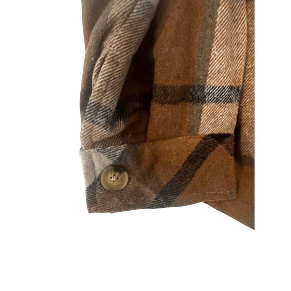 Plaid Brown & Beige Button-Up Jacket With Pockets XL - Picture 5 of 6